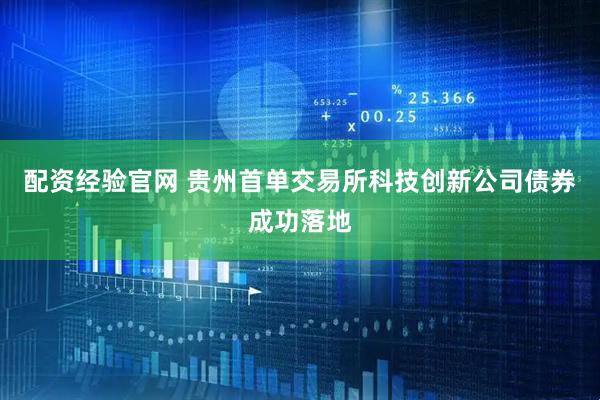 配资经验官网 贵州首单交易所科技创新公司债券成功落地